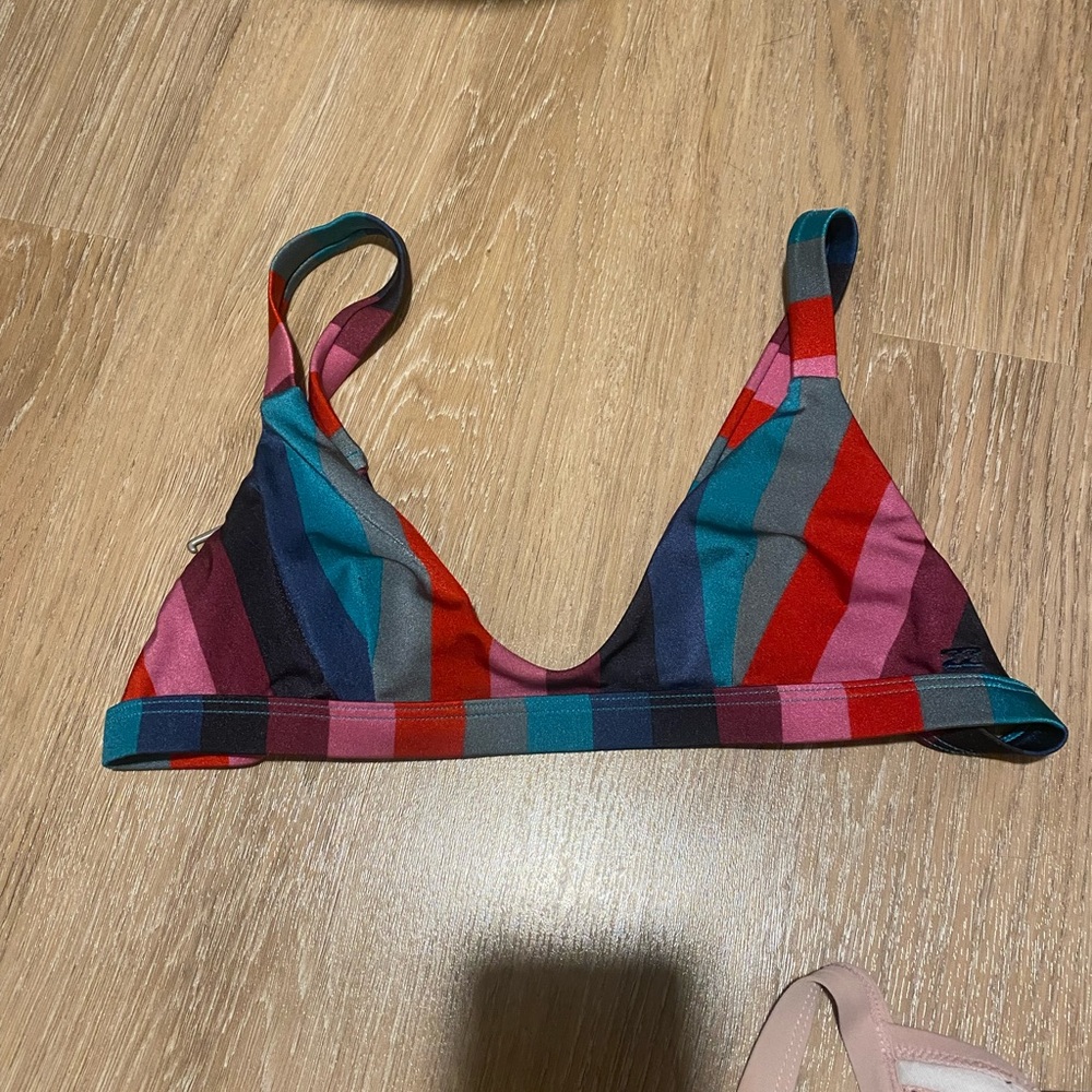 Striped billabong bikini top